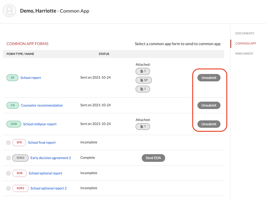 Unsubmit Common App Forms If Not Yet Downloaded By A University BridgeU